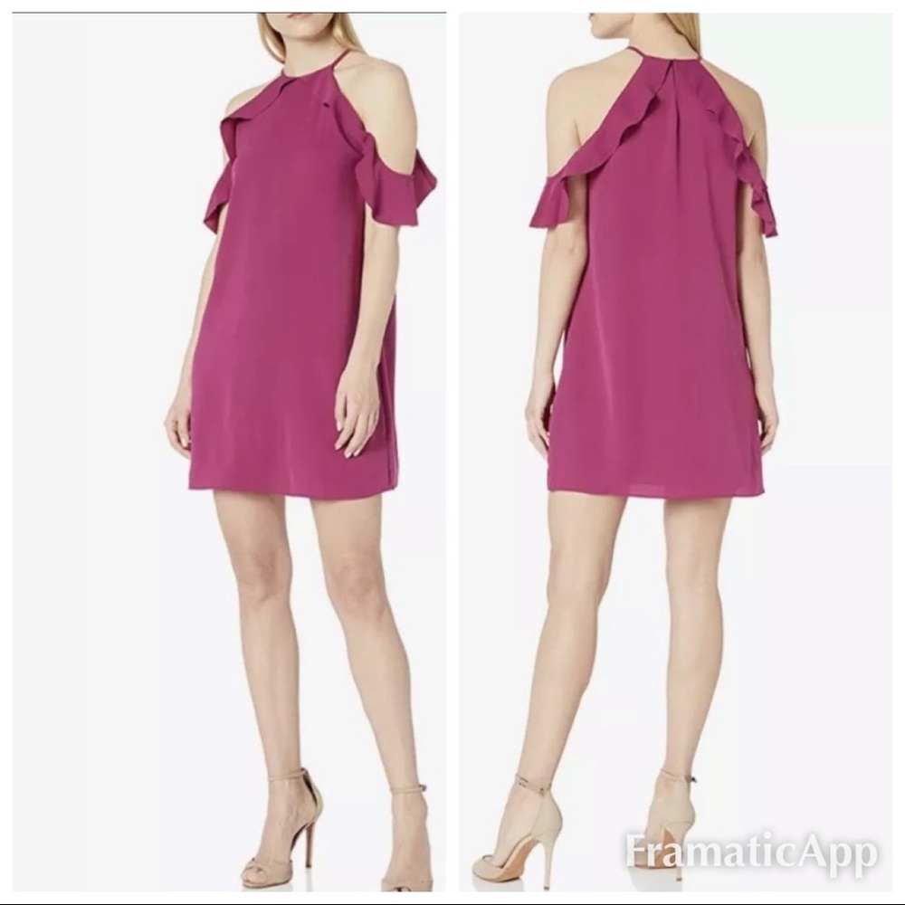 Cooper and Ella off shoulder raspberry dress dd